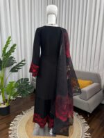 Black Color Rayon Cotton Fabric Thread Work Suit