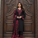 Black Color Rayon Cotton Fabric Thread Work Suit