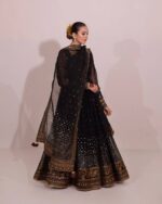 Black Color Soft Butterfly Net Fabric Thread With Sequence Work Anarkali Suit