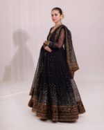Black Color Soft Butterfly Net Fabric Thread With Sequence Work Anarkali Suit