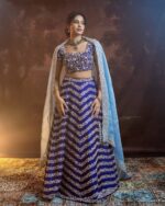 Blue Color Chinon Silk Fabric Coding With Sequence Work Lehenga