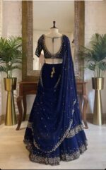 Blue Color Georgette Fabric Jari Work With Sequence Work Lehenga
