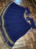 Blue Color Georgette Fabric Jari Work With Sequence Work Lehenga