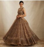 Brown Color Net Fabric Sequence Work Lehenga