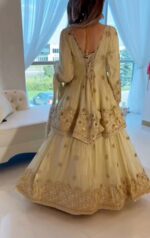 Cream Color Chinon Fabric Bead Work With Real Mirror Work Top Lehenga