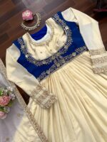 Cream Color Chinon Silk Fabric Sequence Work Koti Style Anarkali Suit