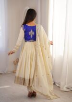 Cream Color Chinon Silk Fabric Sequence Work Koti Style Anarkali Suit