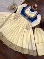 Cream Color Chinon Silk Fabric Sequence Work Koti Style Anarkali Suit