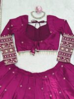 Dark Pink Color Japan Satin Fabric Sequence Work Lehenga