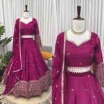 Dark Pink Color Japan Satin Fabric Sequence Work Lehenga