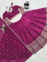 Dark Pink Color Japan Satin Fabric Sequence Work Lehenga