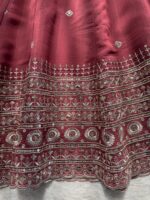 Dark Pink Color Mul Chanderi Silk Fabric Sequence Work Gown