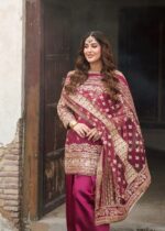 Dark Pink Color Natural Crepe Fabric Sequence With Coding Work Farshi Style Suit
