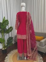 Dark Pink Color Natural Crepe Fabric Sequence With Coding Work Farshi Style Suit