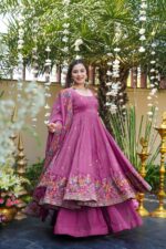 Dusty Rose Color Soft Crunchy Silk Fabric Sequence Work Sharara Gown