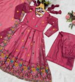 Dusty Rose Color Soft Crunchy Silk Fabric Sequence Work Sharara Gown