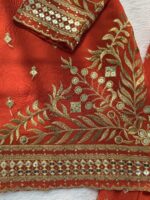 Fanta Color Faux Georgette Fabric Thread With Sequence Work Sharara Set