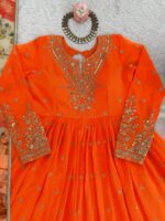 Fanta Color Georgette Fabric Sequence Work Gown