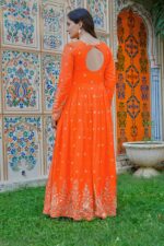 Fanta Color Georgette Fabric Sequence Work Gown