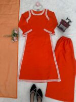 Fanta Color Natural Crepe Fabric Bead Work Lace Border Work Palazzo Suit