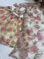 Flower Design White Color Tabby Silk Fabric Sequence With Real Mirror Work Lehenga