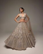 Gold Color Net Fabric Sequence Work Lehenga