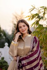 Gold Color Pure Banarasi Viscose Fabric Gown