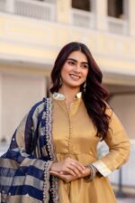 Gold Color Pure Banarasi Viscose Fabric Gown