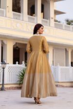 Gold Color Pure Banarasi Viscose Fabric Gown