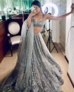 Grey Color Kasturi Crepe Silk Fabric Sequence Work Lehenga