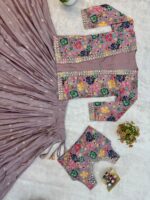 Lavender Color Pure Chinon Fabric Embroidery Work Koti Style Lehenga