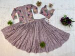 Lavender Color Pure Chinon Fabric Embroidery Work Koti Style Lehenga