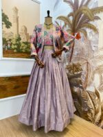 Lavender Color Pure Chinon Fabric Embroidery Work Koti Style Lehenga