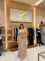 Light Brown Color Soft Butterfly Net Fabric Sequence With Jari Work Lehenga