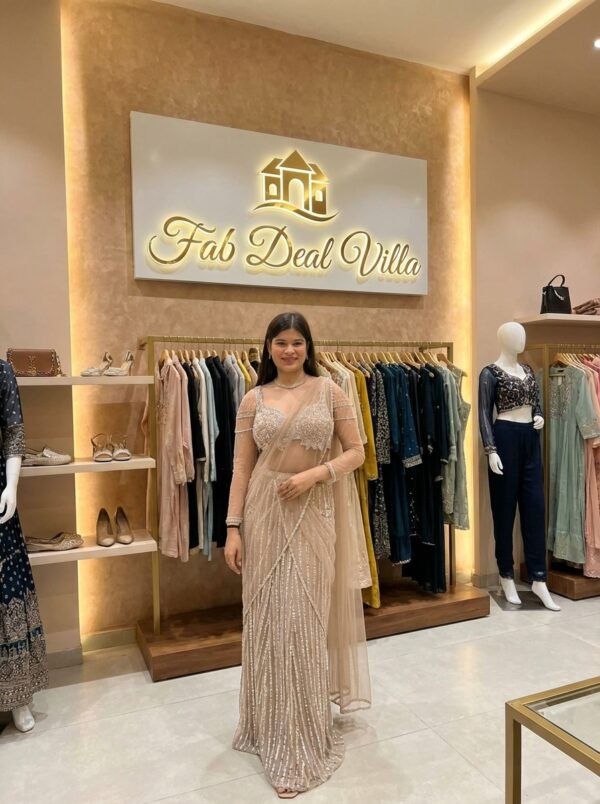 Light Brown Color Soft Butterfly Net Fabric Sequence With Jari Work Lehenga