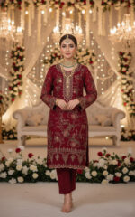 Maroon Color Chiffon Fabric Sequence With Khatli Work Eid Special Pakistani Suit