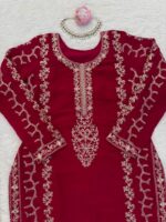 Maroon Color Faux Georgette Fabric Sequence Work Palazzo Suit