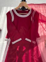 Maroon Color Natural Crepe Fabric Bead Work Lace Border Work Palazzo Suit