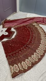 Maroon Color Rangoon Silk Fabric Sequence Work Bridal Lehenga
