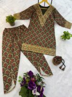 Multi Color Mul Cotton Fabric Embroidery Work Stylish Cord Set