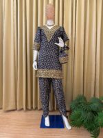 Multi Color Mul Cotton Fabric Embroidery Work Stylish Cord Set