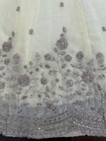 Off White Color Fendi Silk Fabric Thread With Sequence Work Anarkali Suit