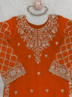 Orange Color Faux Georgette Fabric Sequence Work Palazzo Suit