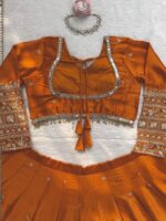 Orange Color Japan Satin Fabric Sequence Work Lehenga