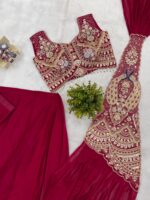 Peacock Design Maroon Color Rangoli Silk Fabric Thread Work Ready To Wear Saree