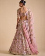 Pink Color Chinon Silk Fabric Multi Thread With Sequence Work Lehenga