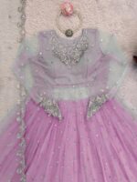 Pink Color Faux Georgette Fabric Sequence Work Lehenga Gown