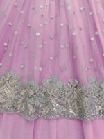 Pink Color Faux Georgette Fabric Sequence Work Lehenga Gown