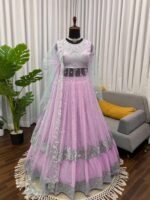 Pink Color Faux Georgette Fabric Sequence Work Lehenga Gown