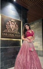 Pink Color Satin Silk Fabric Sequence Work Lehenga